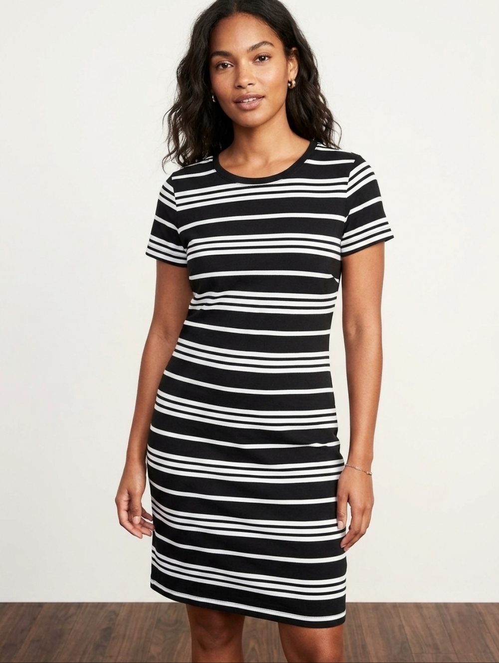OLD NAVY Short Sleeve T-Shirt Dress Black & White Size Medium NWOT
